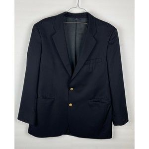 Brooks Brothers 346 Wool Blazer Coat Black Size 44 Long Golden Buttons